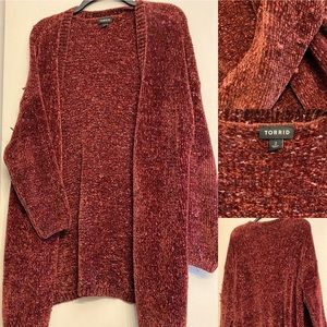 Beautiful Torrid Size 2 Red Soft Velvet Cardigan
